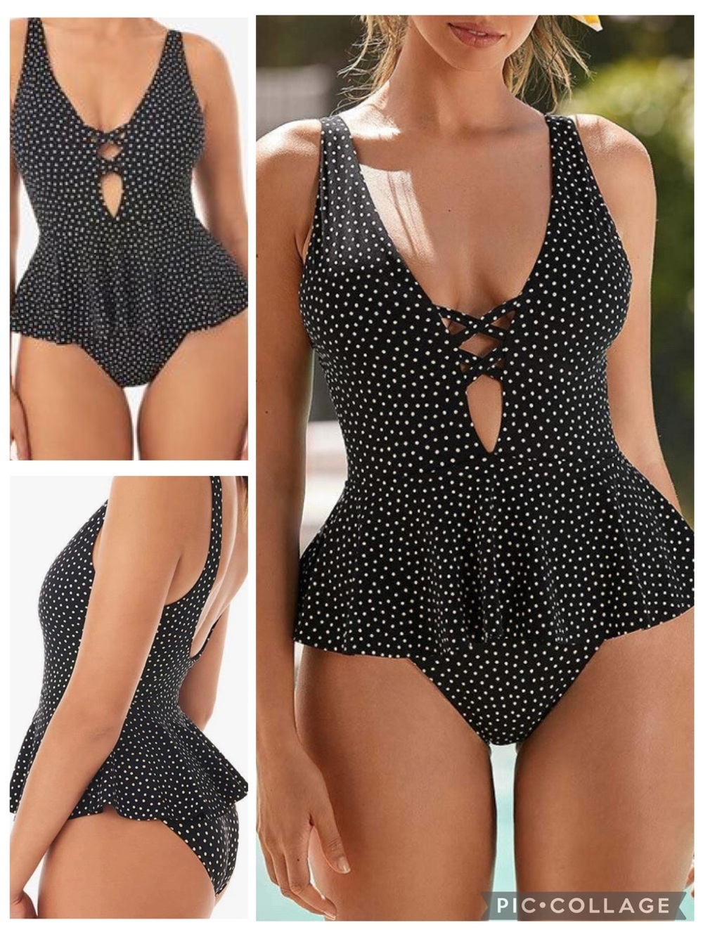 Skinny Dippers Miraclesuit Black Polka Swimsuit Tummy Control Bathing Suit Small